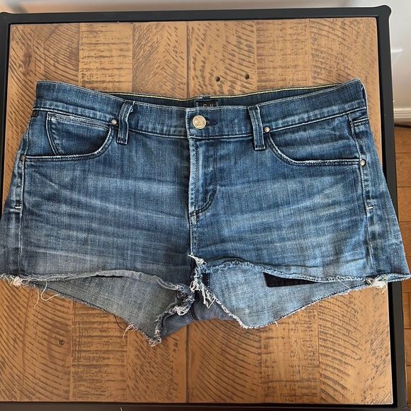 Citizens Of Humanity Denim Jean Shorts Distressed Ripped Bottom Size 29 - Picture 1 of 9
